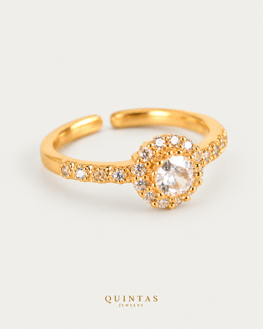 Sophia Majestic Diamond Gold Ring (Adjustable) — yellow gold ring, neutral greige