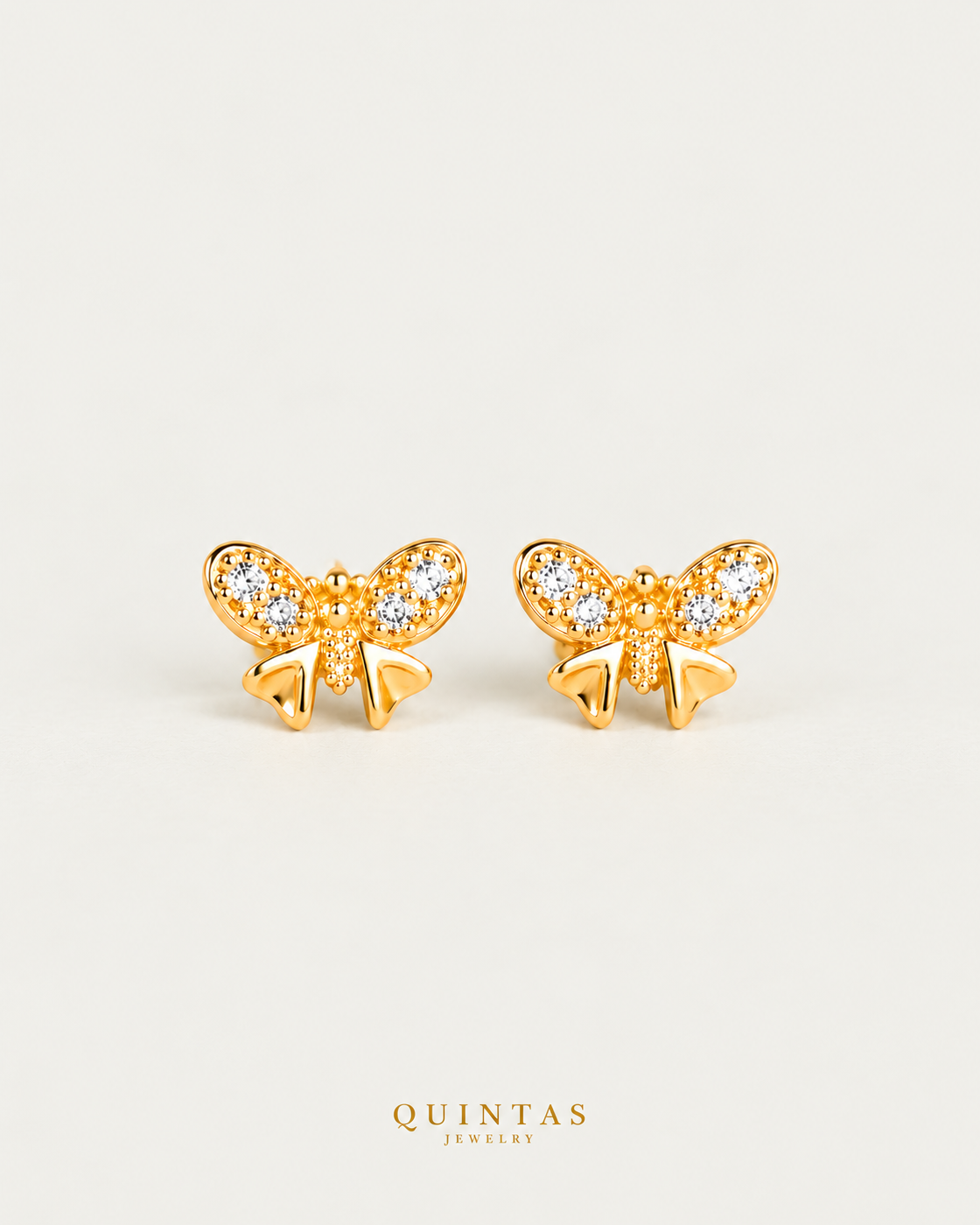 Sophie Butterfly Stud Earrings — hero, neutral greige