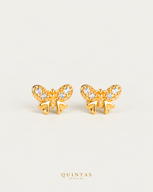 Sophie Butterfly Stud Earrings — hero, neutral greige