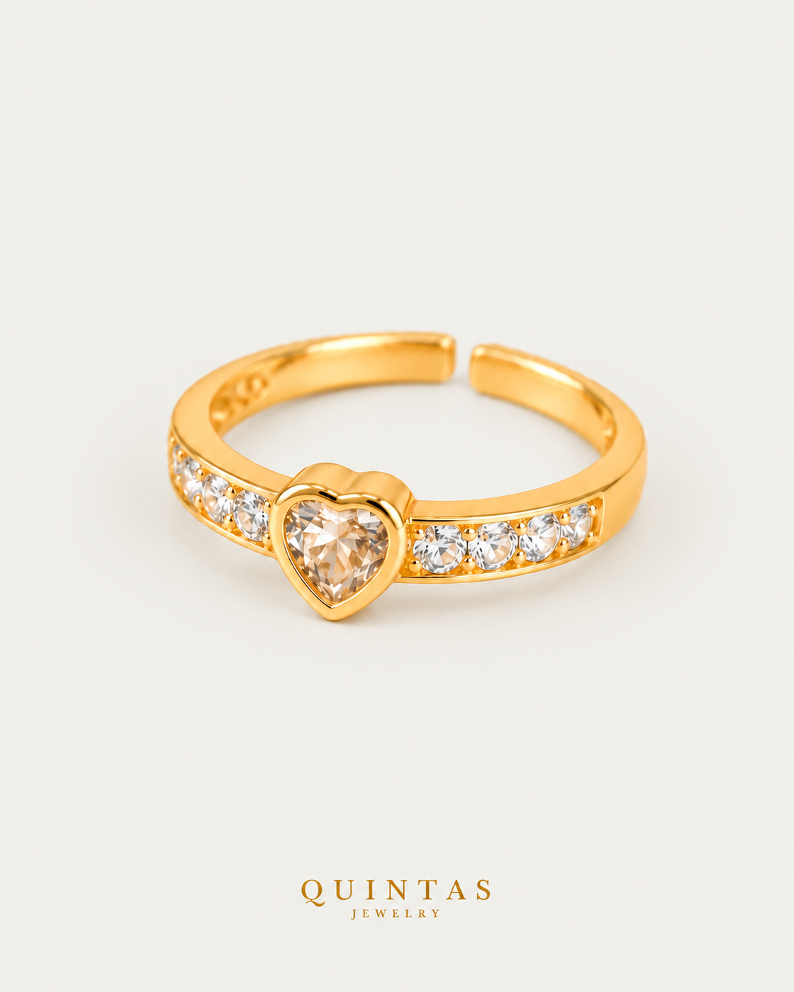 Sweetheart Diamond Ring — angle, neutral greige