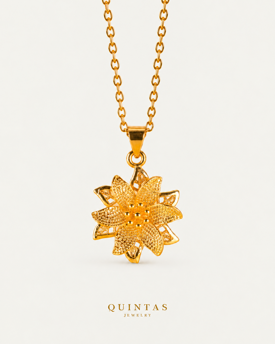 The Flower Necklace — cable, neutral greige