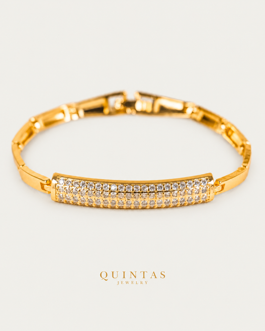 Zaria Pave Bracelet hero on neutral greige