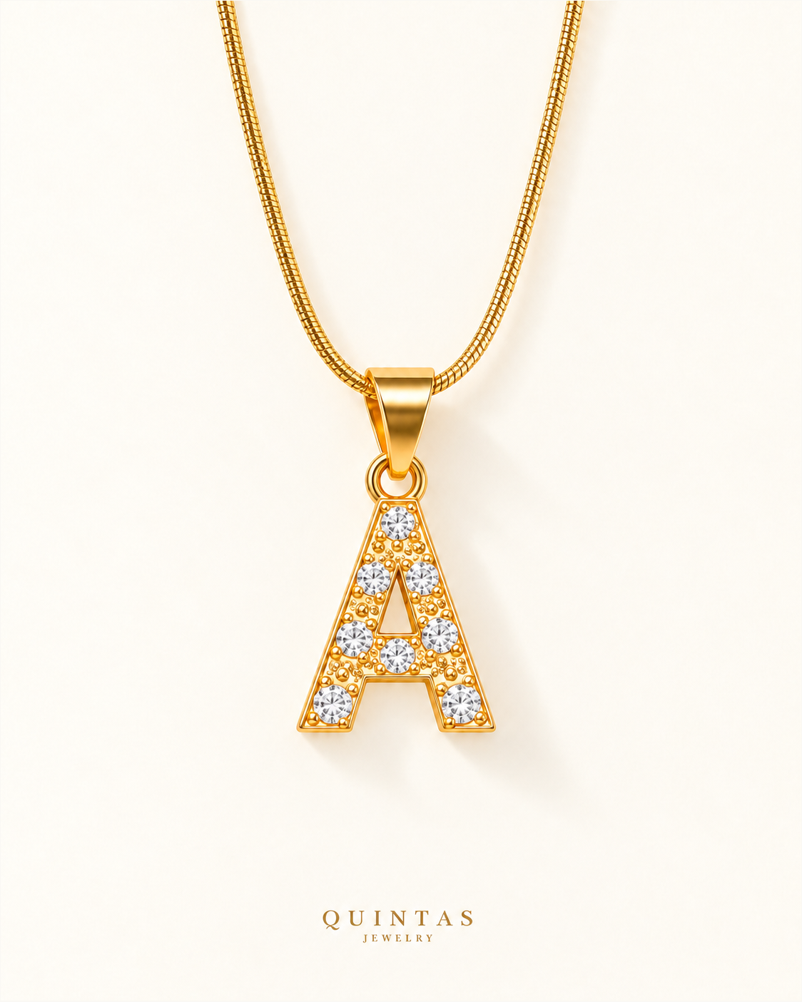 QUINTAS Zirconia Letter Initial Necklace