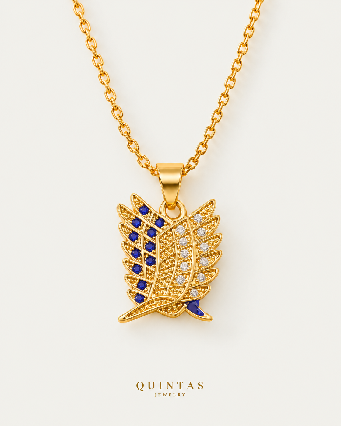 Attack on Titan Wings of Freedom Necklace — cable chain, neutral greige hero