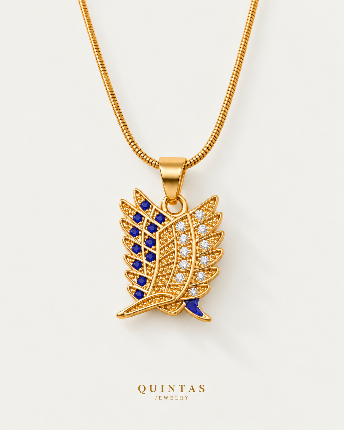 Attack on Titan Wings of Freedom Necklace — snake chain, neutral greige companion