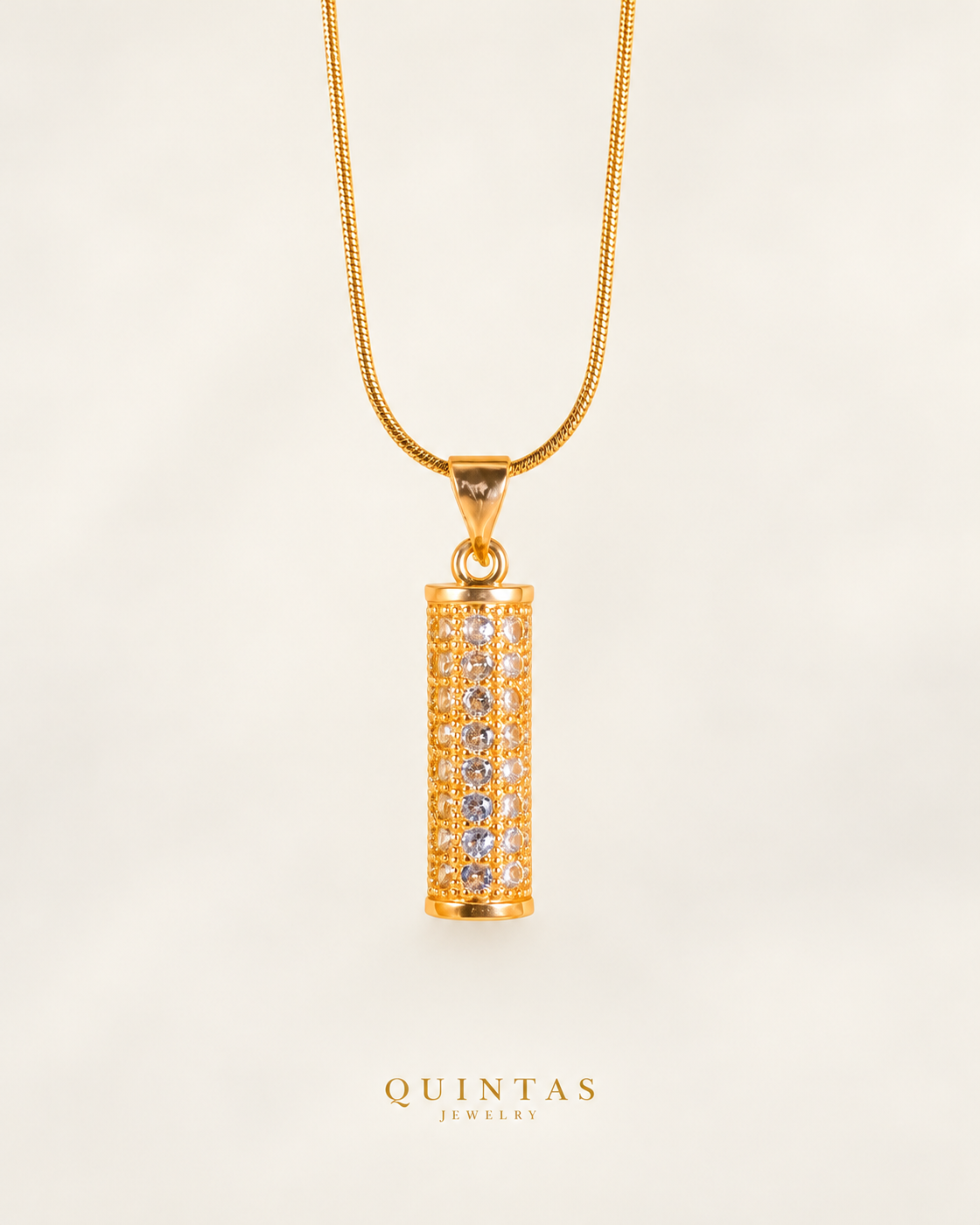 Rocco Gold Bar Necklace — actual Snake chain, off-white