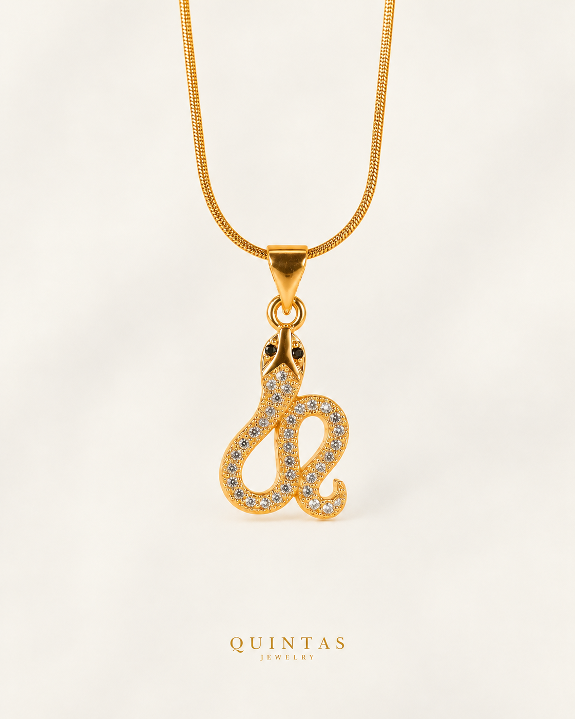 Athena Serpent Necklace — actual Snake chain, off-white