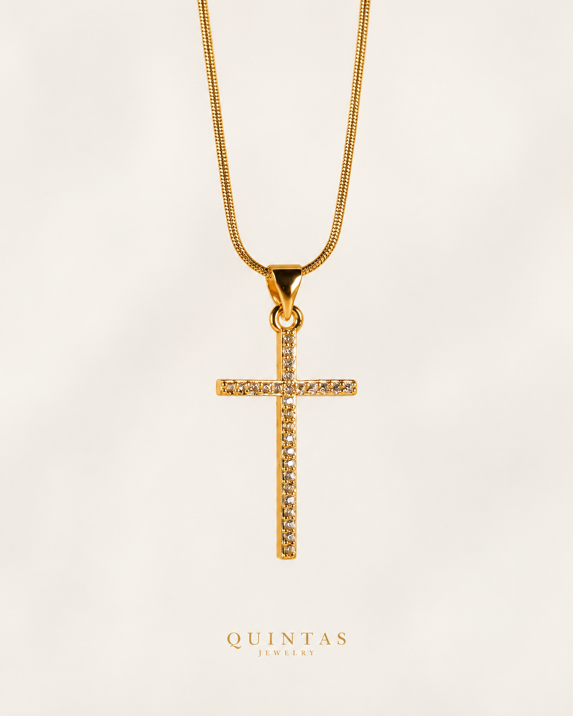 Miracle Cross Necklace — actual Snake chain, off-white