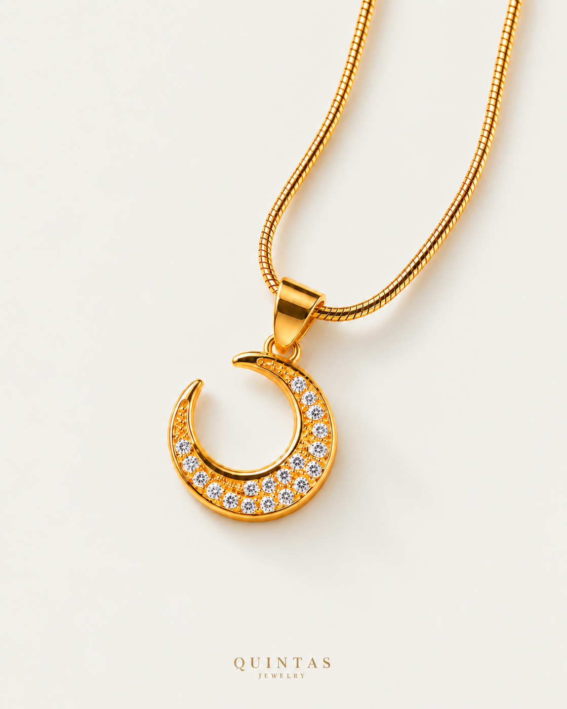 moondust necklace companion premium snake chain on neutral greige background