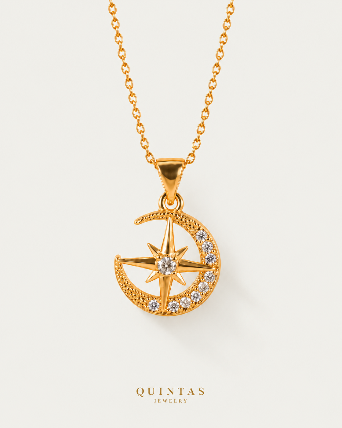 Moonlight Star Necklace — cable chain, neutral greige hero