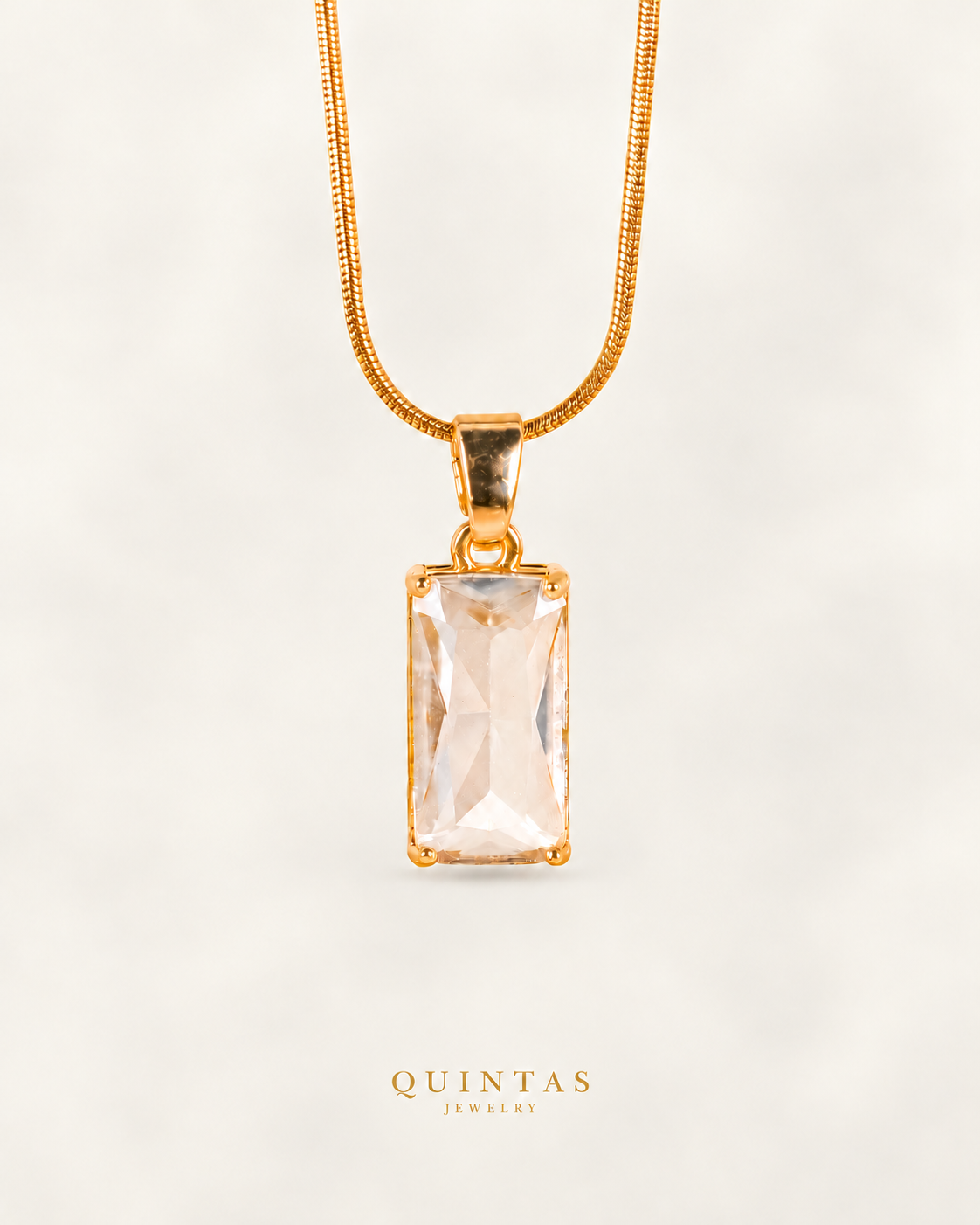 Classic Gemstone Necklace — actual Snake chain, off-white