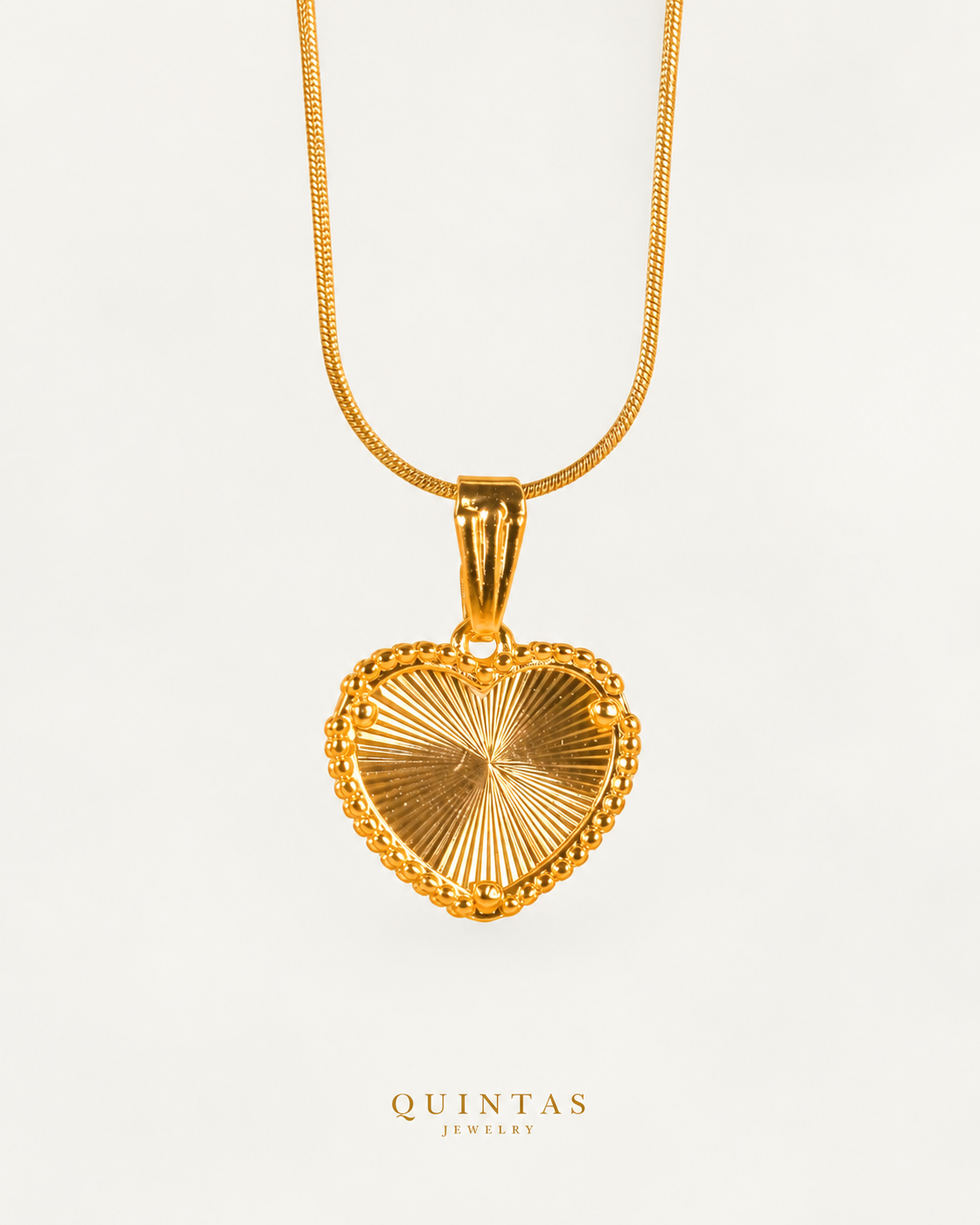 Solana Heart Necklace — actual Snake chain, source-faithful off-white second photo