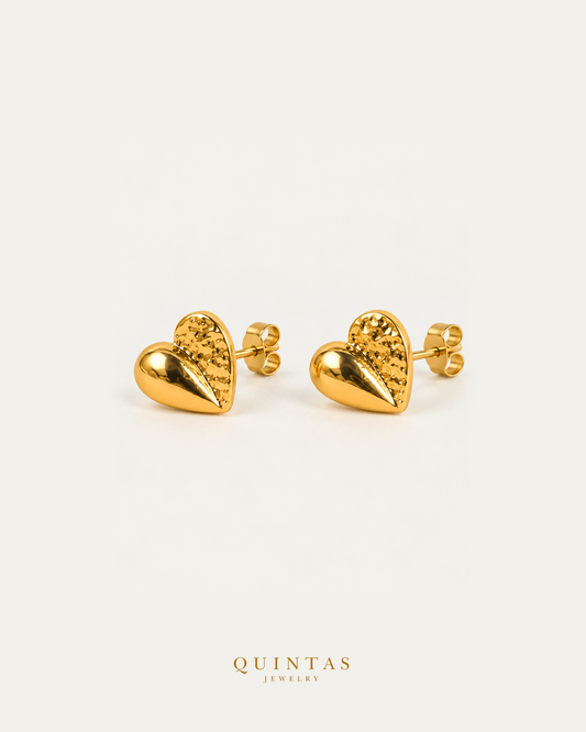 Sitti Heart Stud Earrings pair with visible pushback stems, main view