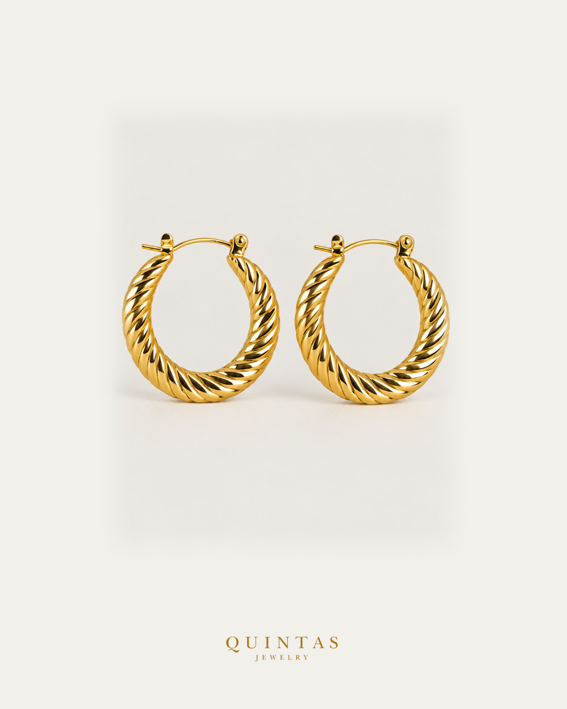 Solenne Hoop Earrings — matching pair standing complementary view, Quintas Jewelry