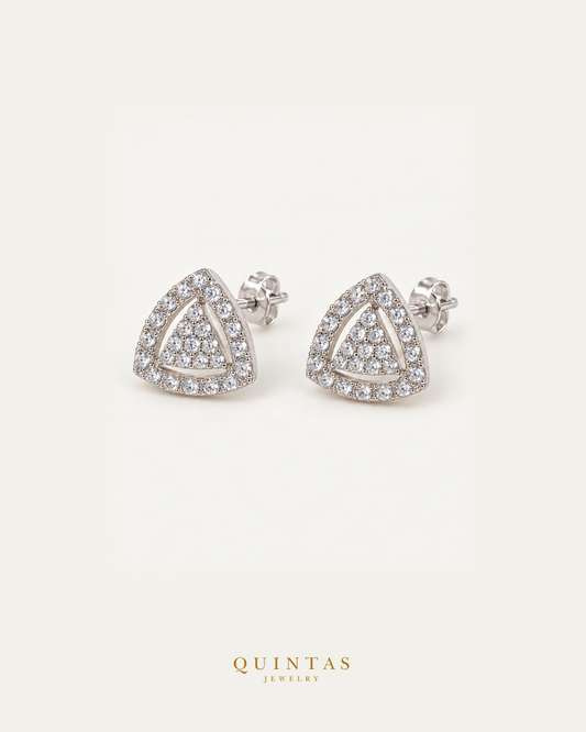 Trielle stud earrings pair hero view with visible stems and butterfly pushbacks