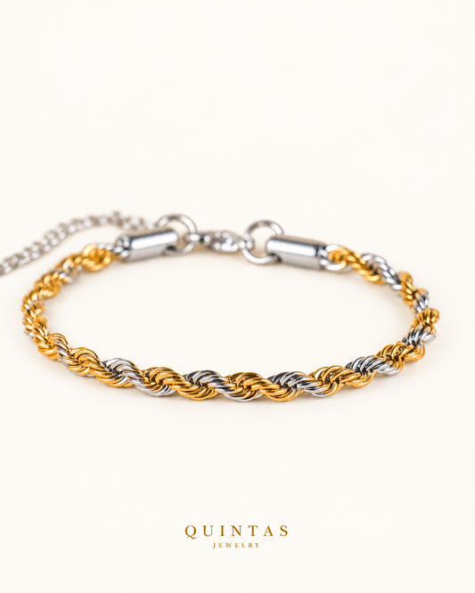 Two-Toned Rope Bracelet on original light offwhite with a soft subtle gradient and light shadow