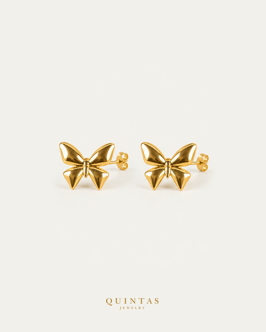 Vespera Butterfly Stud Earrings pair with visible pushback stems, main view