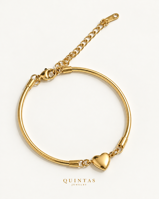 Golden Heart Bangle Bracelet — natural yellow-gold main photo