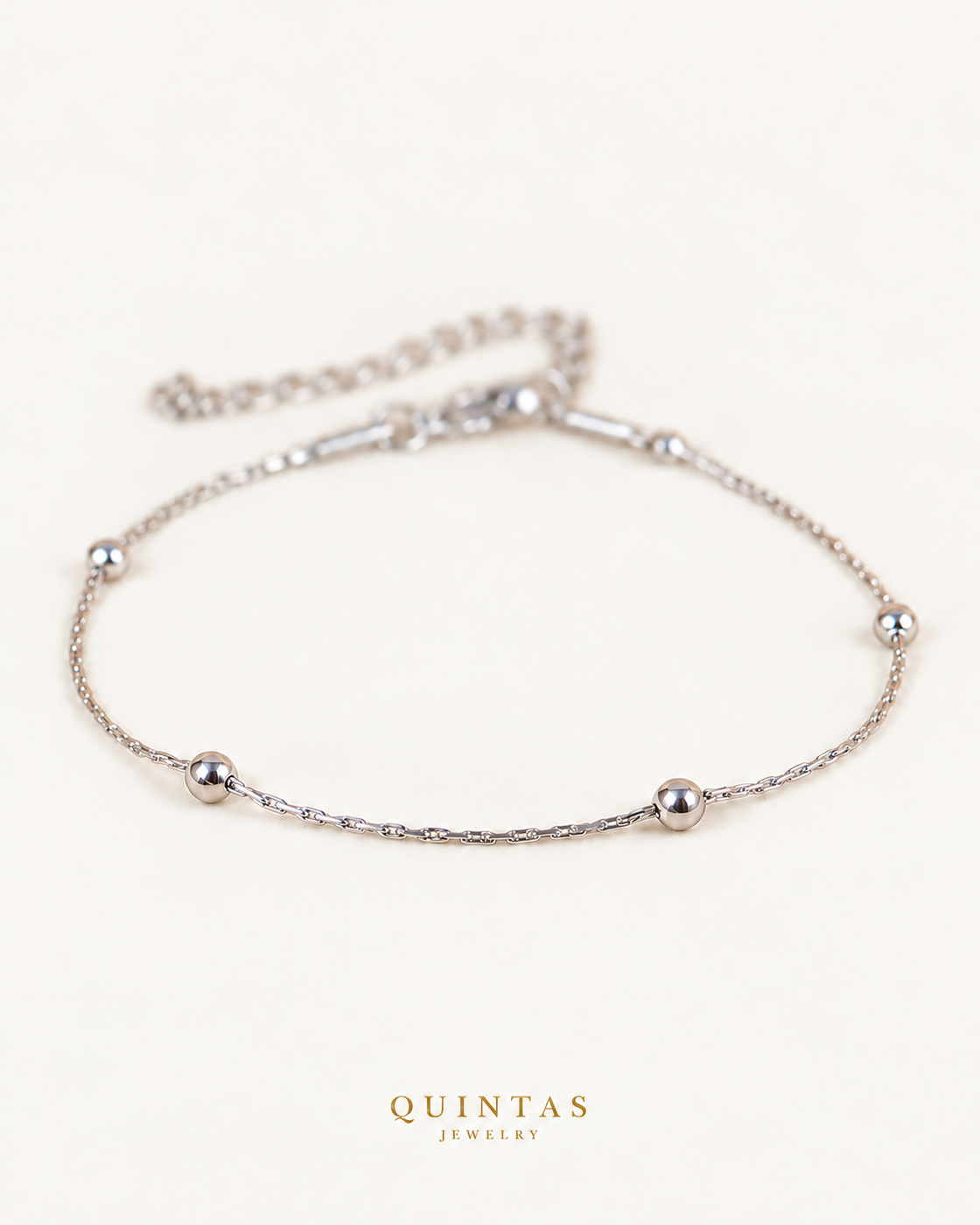 Lucia Bead Bracelet — Silver lower complementary angle