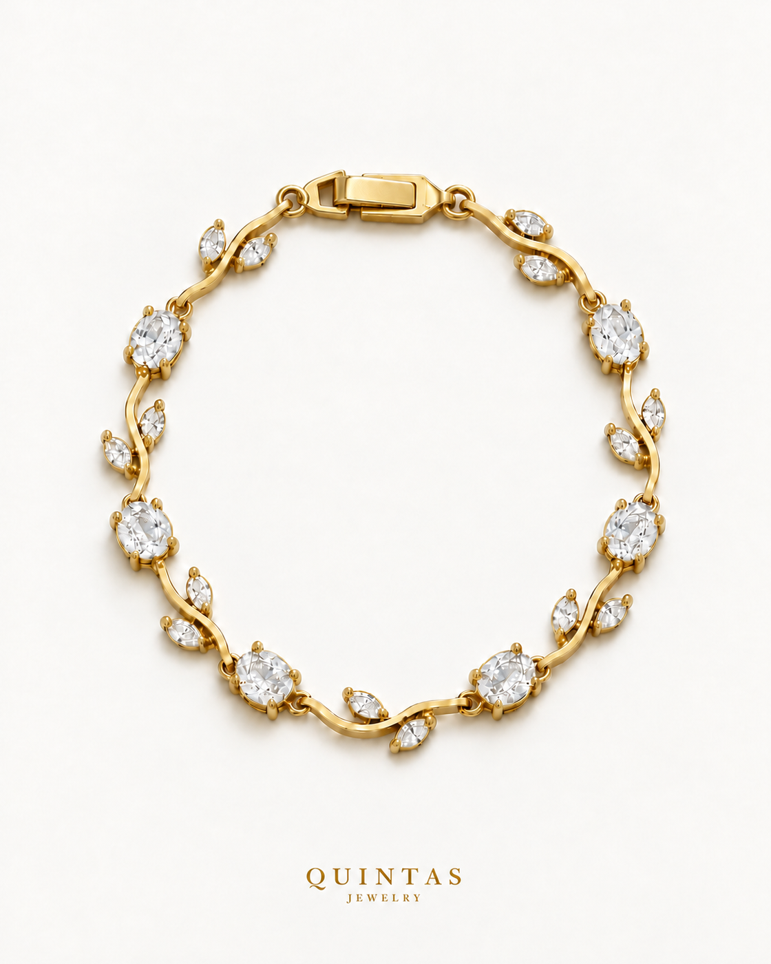 Roselle Flower Bracelet — White colorway connected-clasp presentation