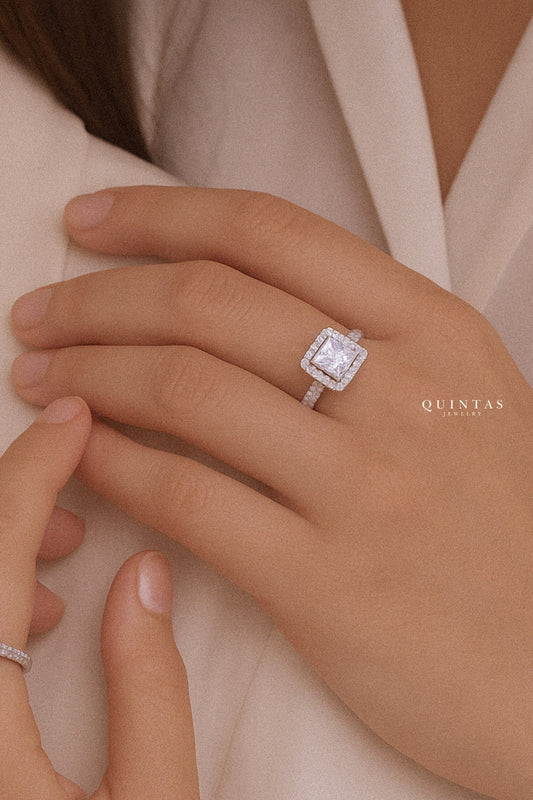 Catherine's Royal Diamond Silver Ring (Adjustable)
