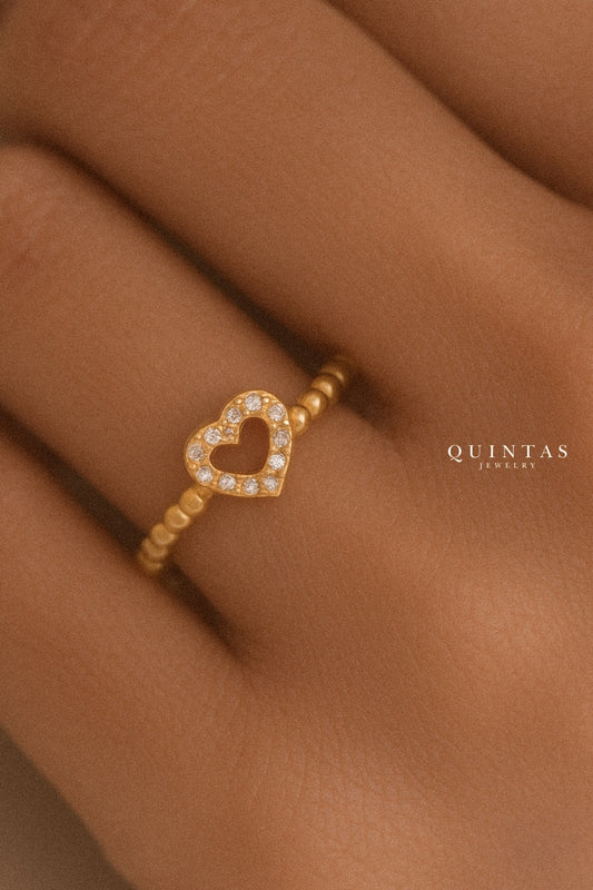 Bella Heart Bead Ring (Adjustable)