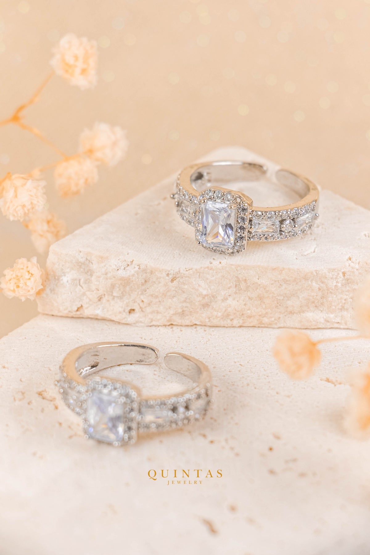 Catherine Royal Diamond Silver Ring (Adjustable)