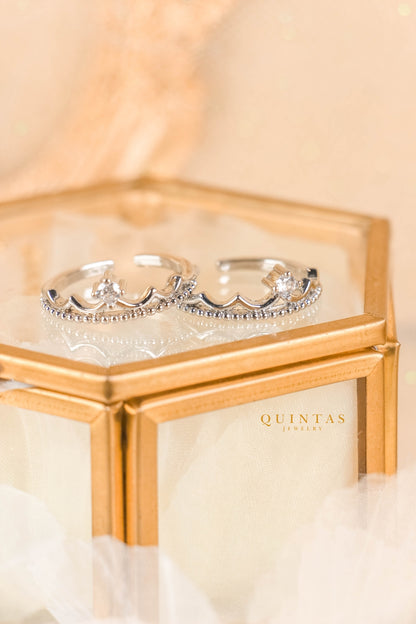 Vivienne Silver Crown Ring (Adjustable)