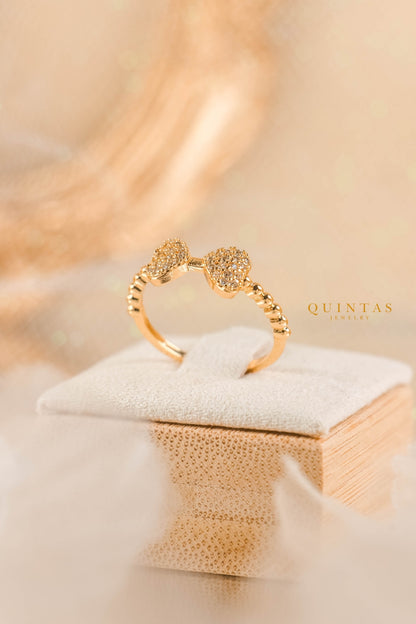 Delicate Ribbon Heart Ring (Adjustable)