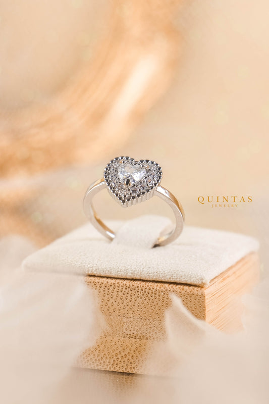 Lustrous Heart Silver Ring (Adjustable)