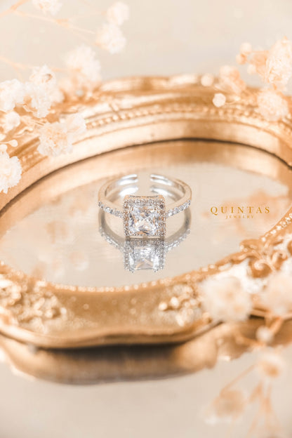 Seraphina Square Diamond Silver Ring (Adjustable)