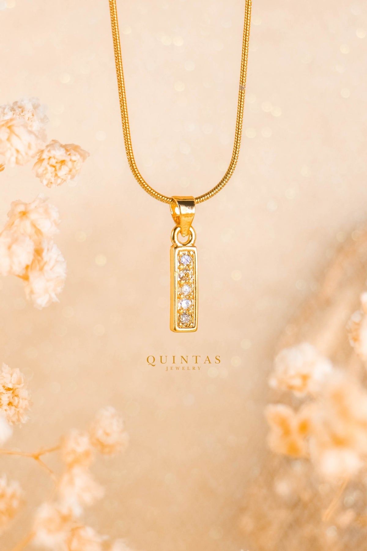 Gold Bar Charm Necklace