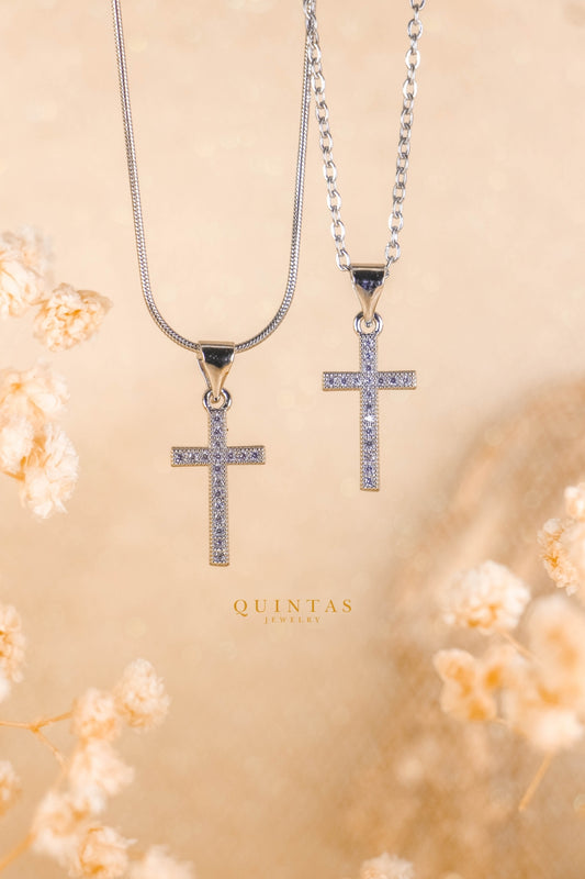 Cross Charm Silver Necklace