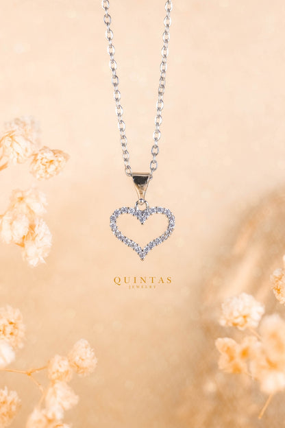 Althea Iced Heart Silver Necklace