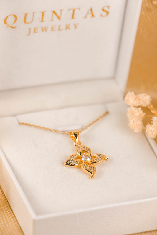 Petal Flower Diamond Necklace