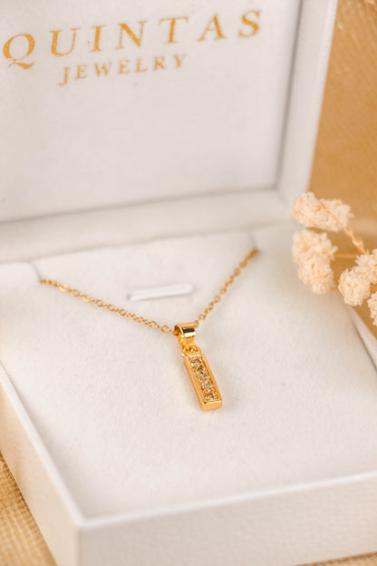 Gold Bar Charm Necklace