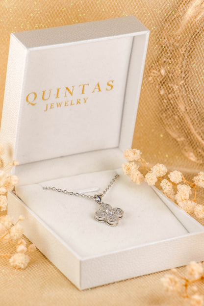 Diamond Clover Silver Necklace