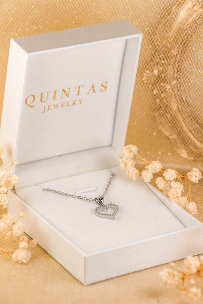 Althea Iced Heart Silver Necklace