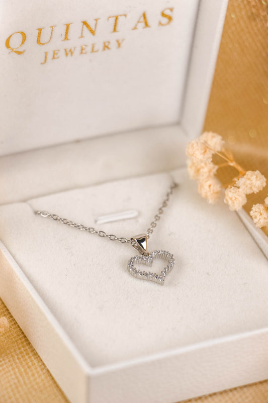 Althea Iced Heart Silver Necklace