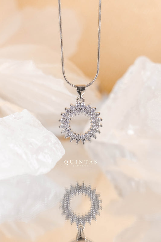 Anata Circle Diamond Silver Necklace