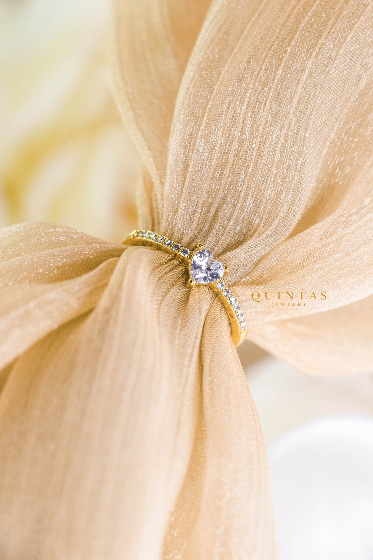 Sophia Diamond Heart Ring (Adjustable)