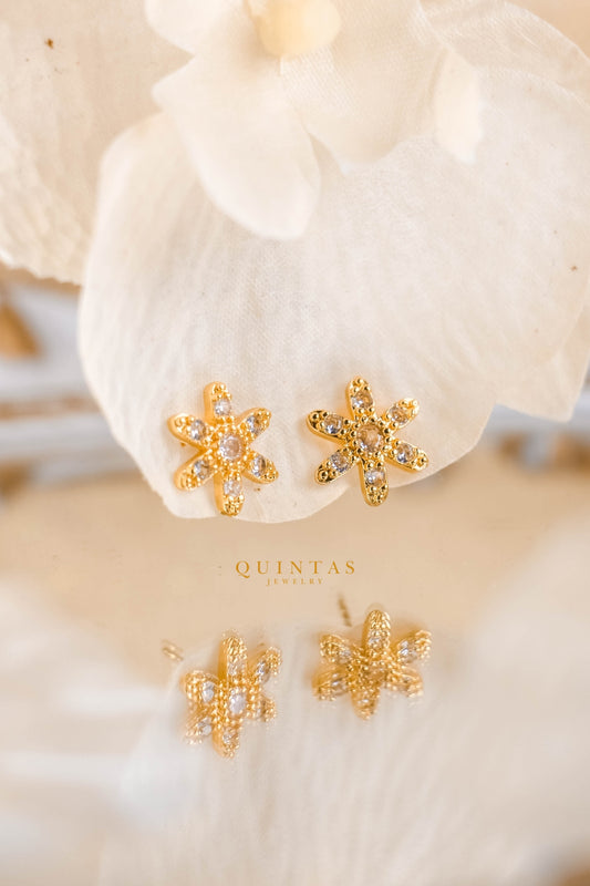 Maris Flower Charm Stud Earrings