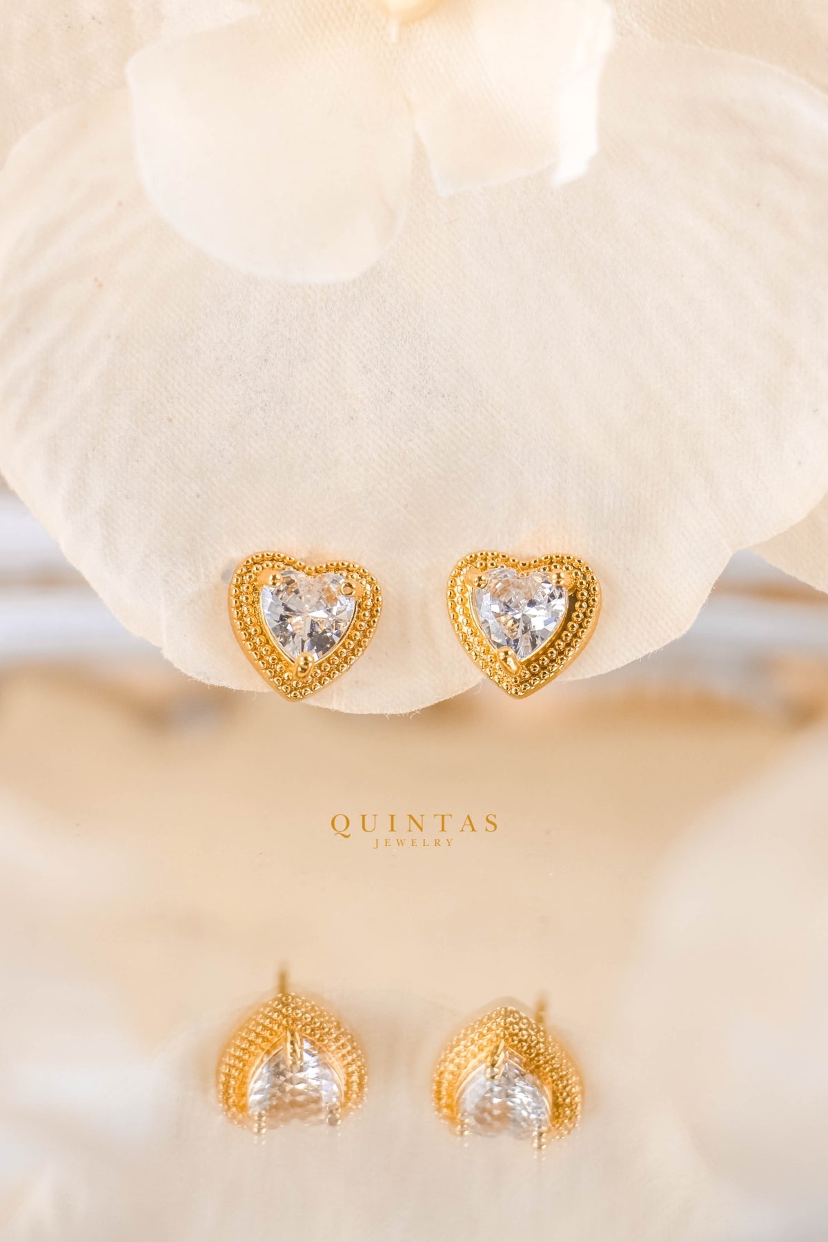 Aria Diamond Heart Stud Earrings