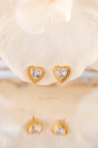 Aria Diamond Heart Stud Earrings