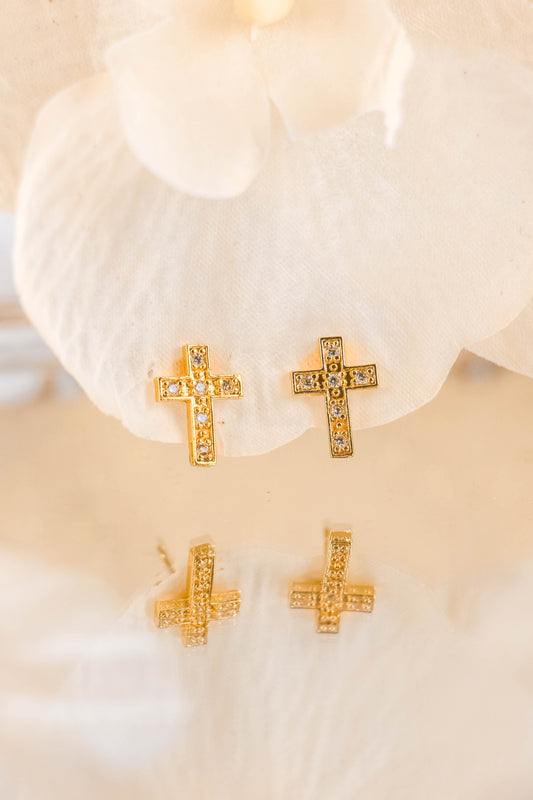 Elegant Cross Charm Stud Earrings