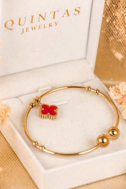 Four Leaf Clover Charm Bangle Bracelet