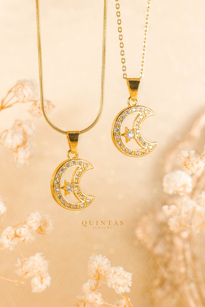 Crescent Moon and Star Necklace