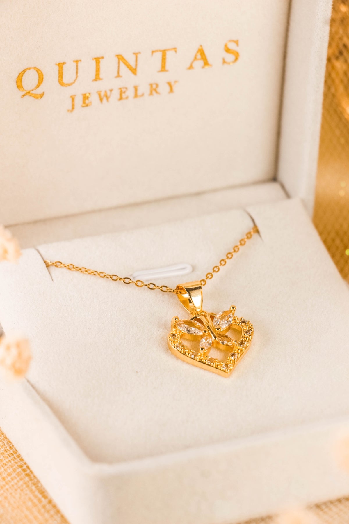 Butterfly Diamond Heart Necklace