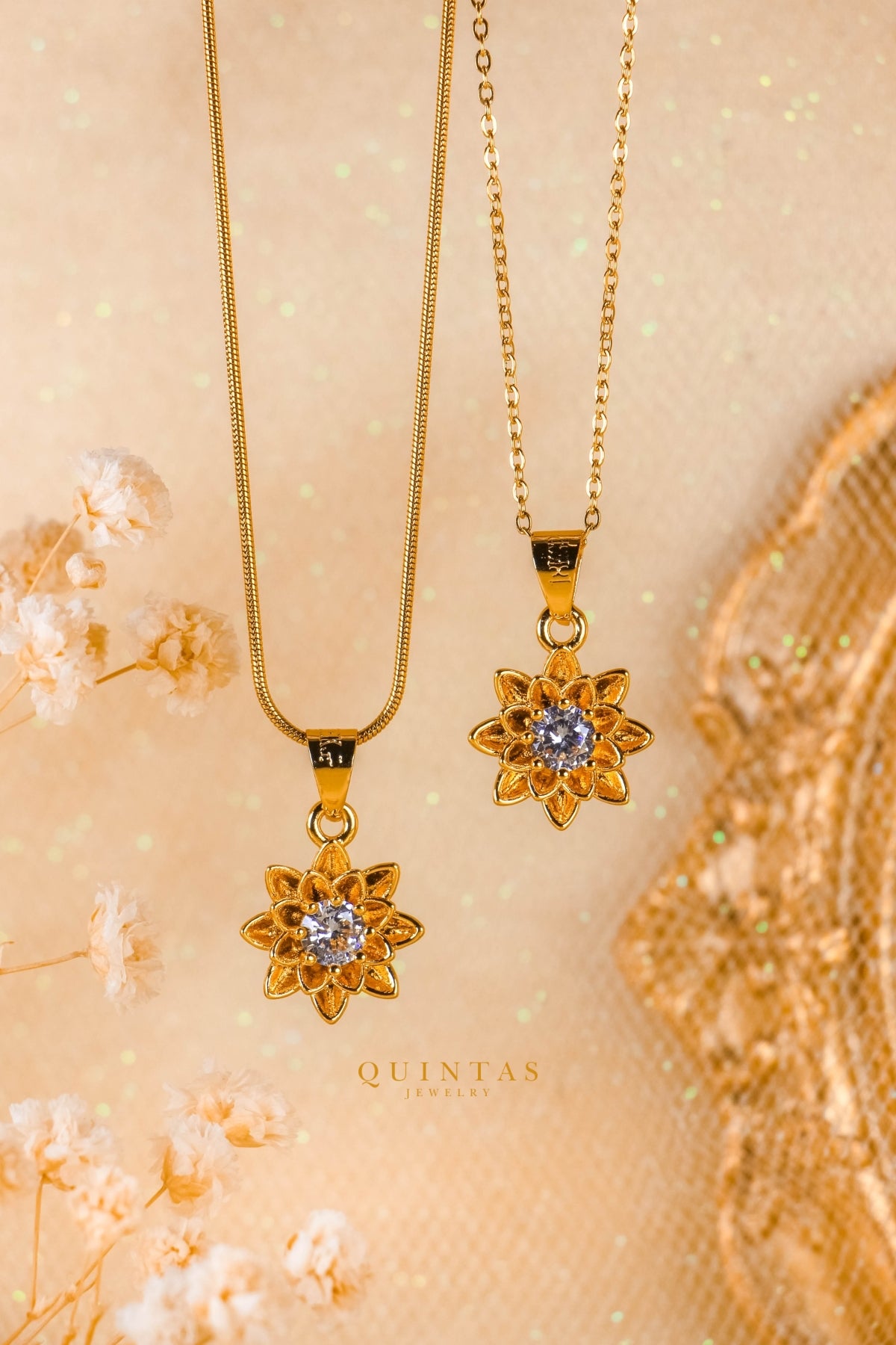 Lotus Diamond Flower Necklace