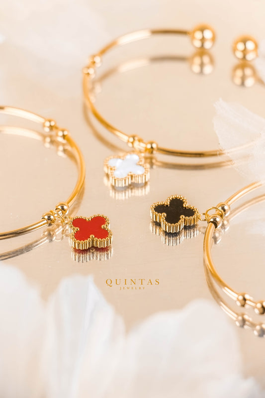 Four Leaf Clover Charm Bangle Bracelet